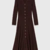 Knit midi dress with buttons