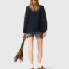 Knit shorts with rhinestones