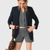 Knit shorts with rhinestones