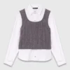 Knit top with removable shirt