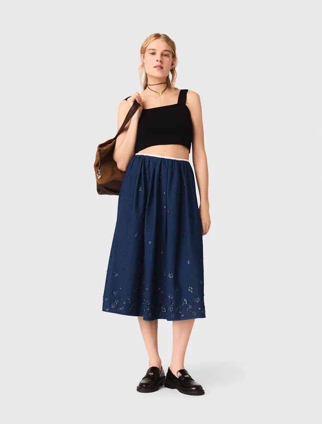 Knitted crop top with straps Knitted crop top with straps