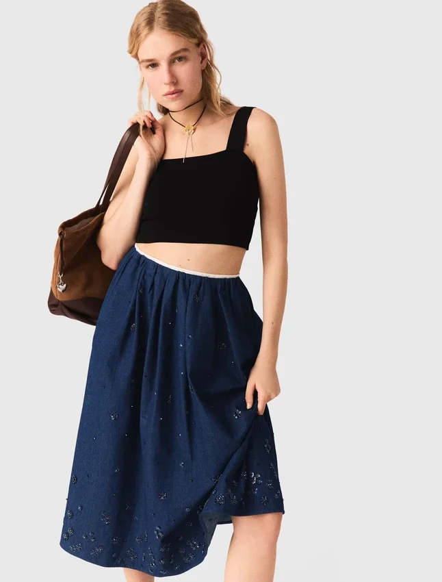 Knitted crop top with straps Knitted crop top with straps
