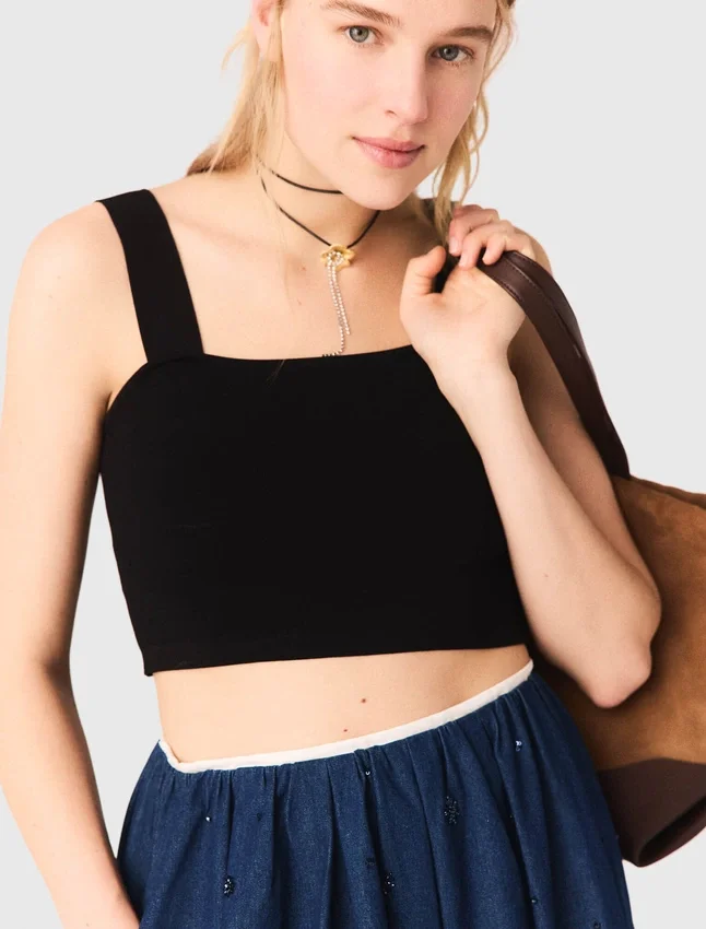 Knitted crop top with straps Knitted crop top with straps