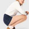 Layered effect embellished skort