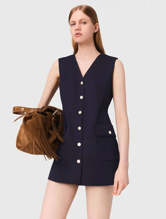 Layered-effect wool-blend jumpsuit Layered-effect wool-blend jumpsuit