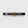 Leather belt with Clover logo