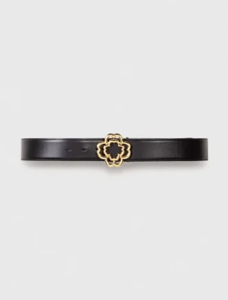 Leather belt with Clover logo