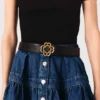 Leather belt with Clover logo