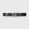 Leather belt with Clover logo