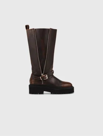 Leather biker boots