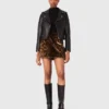 Leather biker-style jacket