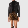 Leather biker-style jacket