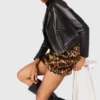 Leather biker-style jacket