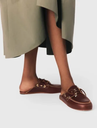 Leather boat mules