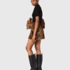 Leopard faux fur mini skirt