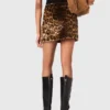 Leopard faux fur mini skirt
