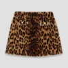 Leopard faux fur mini skirt