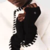 Lined coat with contrasting ribbon