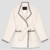 Lined coat with contrasting ribbon