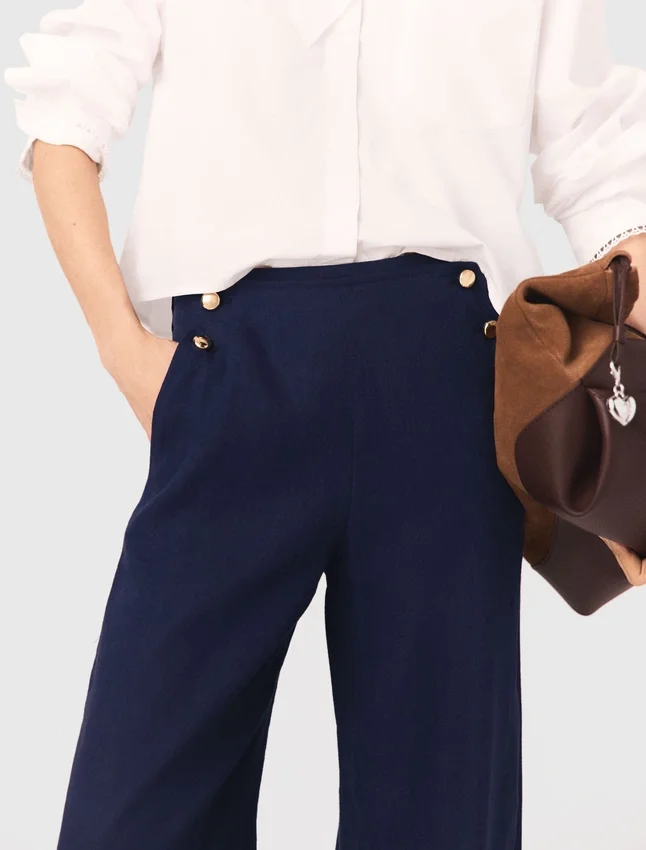 Linen-blend sailor trousers Linen-blend sailor trousers