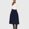 Long cotton skirt with belt