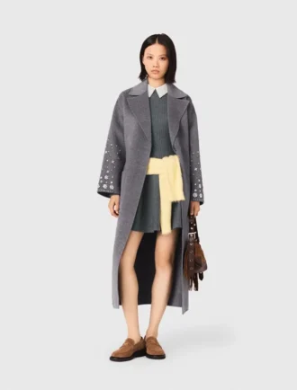Long double-faced rhinestone coat