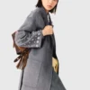 Long double-faced rhinestone coat