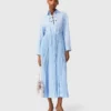 Long pleated dress with eyelets