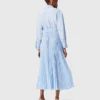 Long pleated dress with eyelets