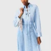 Long pleated dress with eyelets