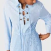 Long pleated dress with eyelets