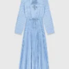 Long pleated dress with eyelets