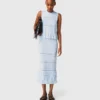 Long ruffled knit skirt