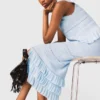 Long ruffled knit skirt