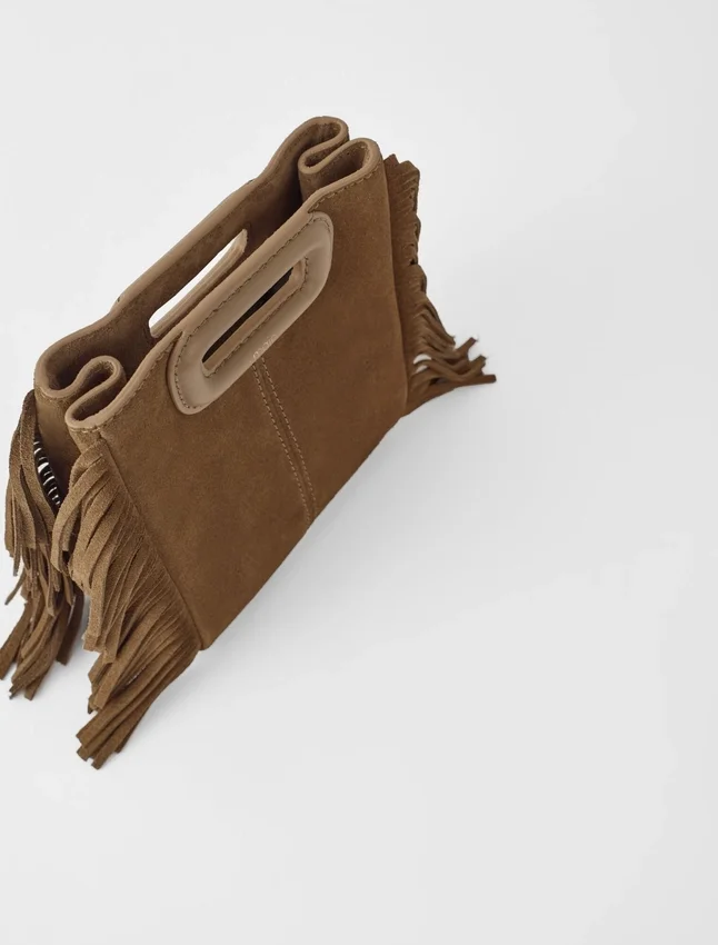 M mini bag in suede leather M mini bag in suede leather
