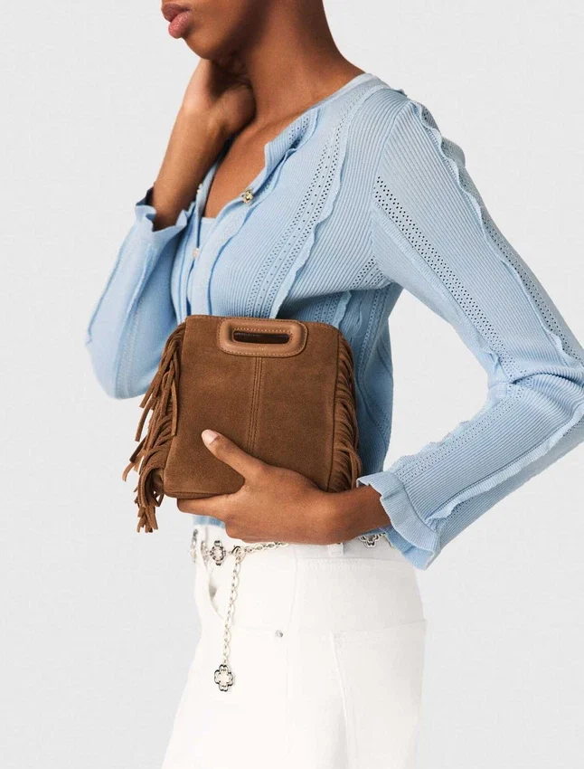 M mini bag in suede leather M mini bag in suede leather