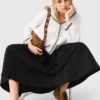 maxi skirt with contrast waistband