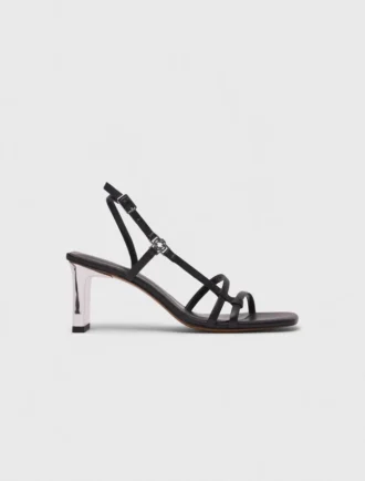 Metallic heel strappy sandals