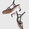 Metallic heel strappy sandals