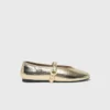 Metallic leather ballet flats