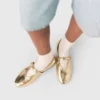 Metallic leather ballet flats