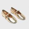 Metallic leather ballet flats