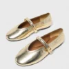 Metallic leather ballet flats