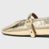 Metallic leather ballet flats