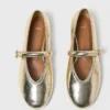 Metallic leather ballet flats