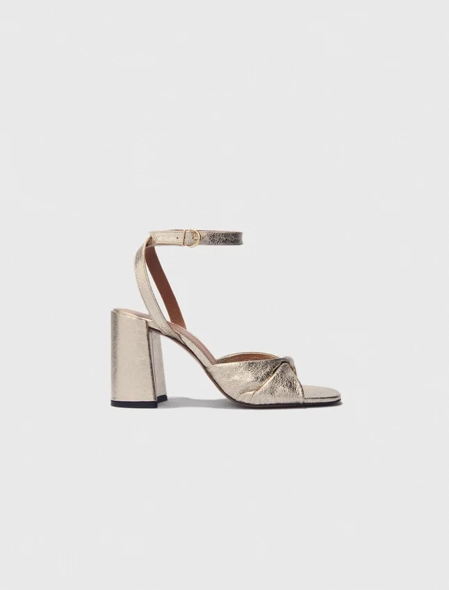 Metallic leather sandals with heels Metallic leather sandals with heels