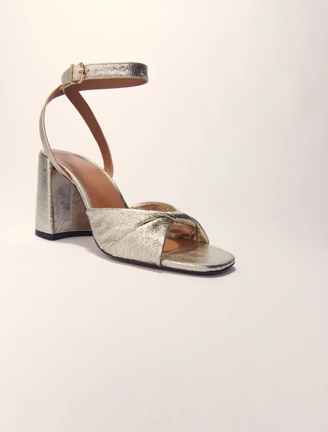 Metallic leather sandals with heels Metallic leather sandals with heels