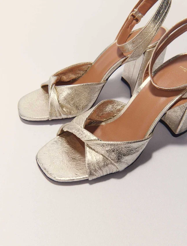 Metallic leather sandals with heels Metallic leather sandals with heels