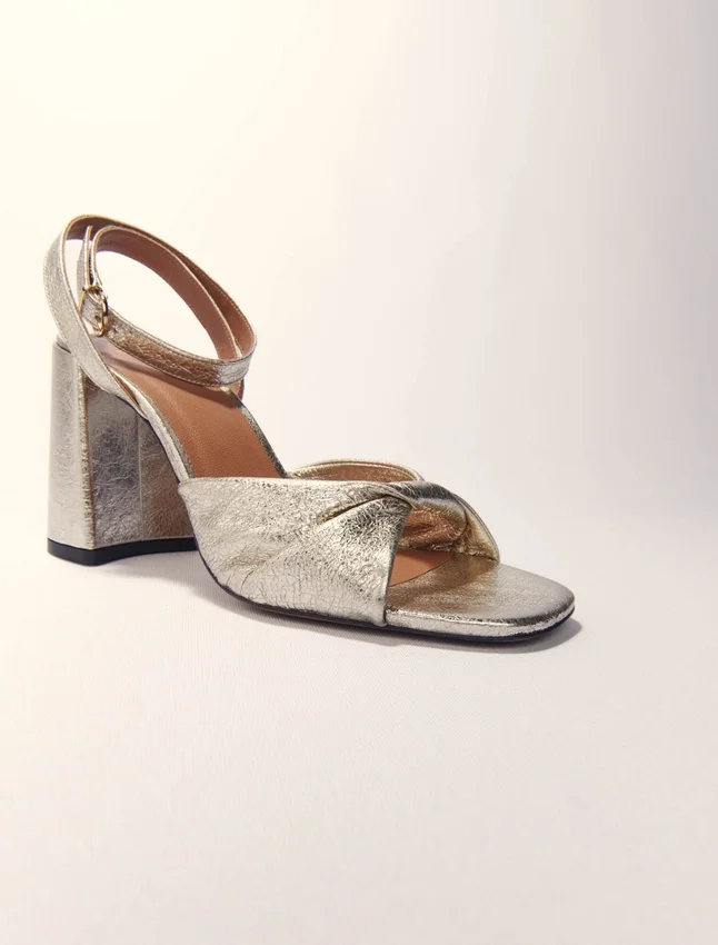 Metallic leather sandals with heels Metallic leather sandals with heels