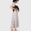Metallic ruffled midi dress